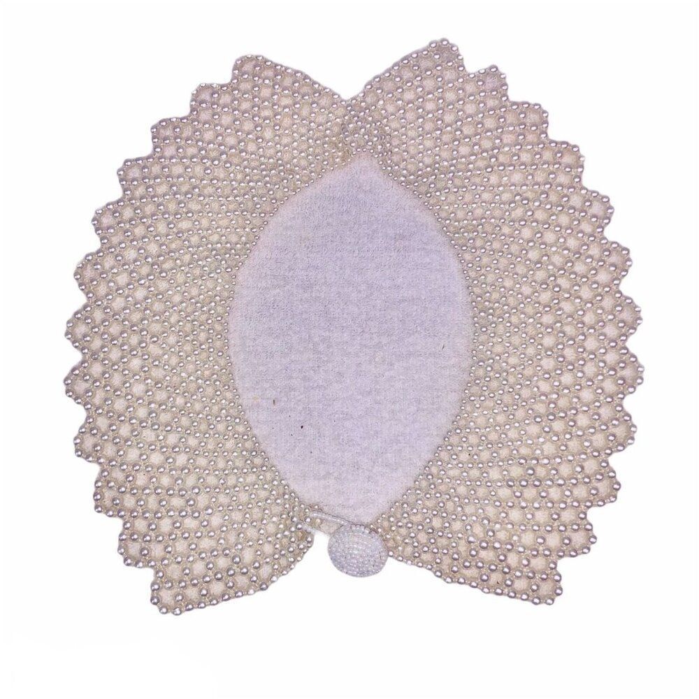 Vintage Ruth Bader Ginsburg RBG Victorian Beaded Collar Bib Necklace Cream